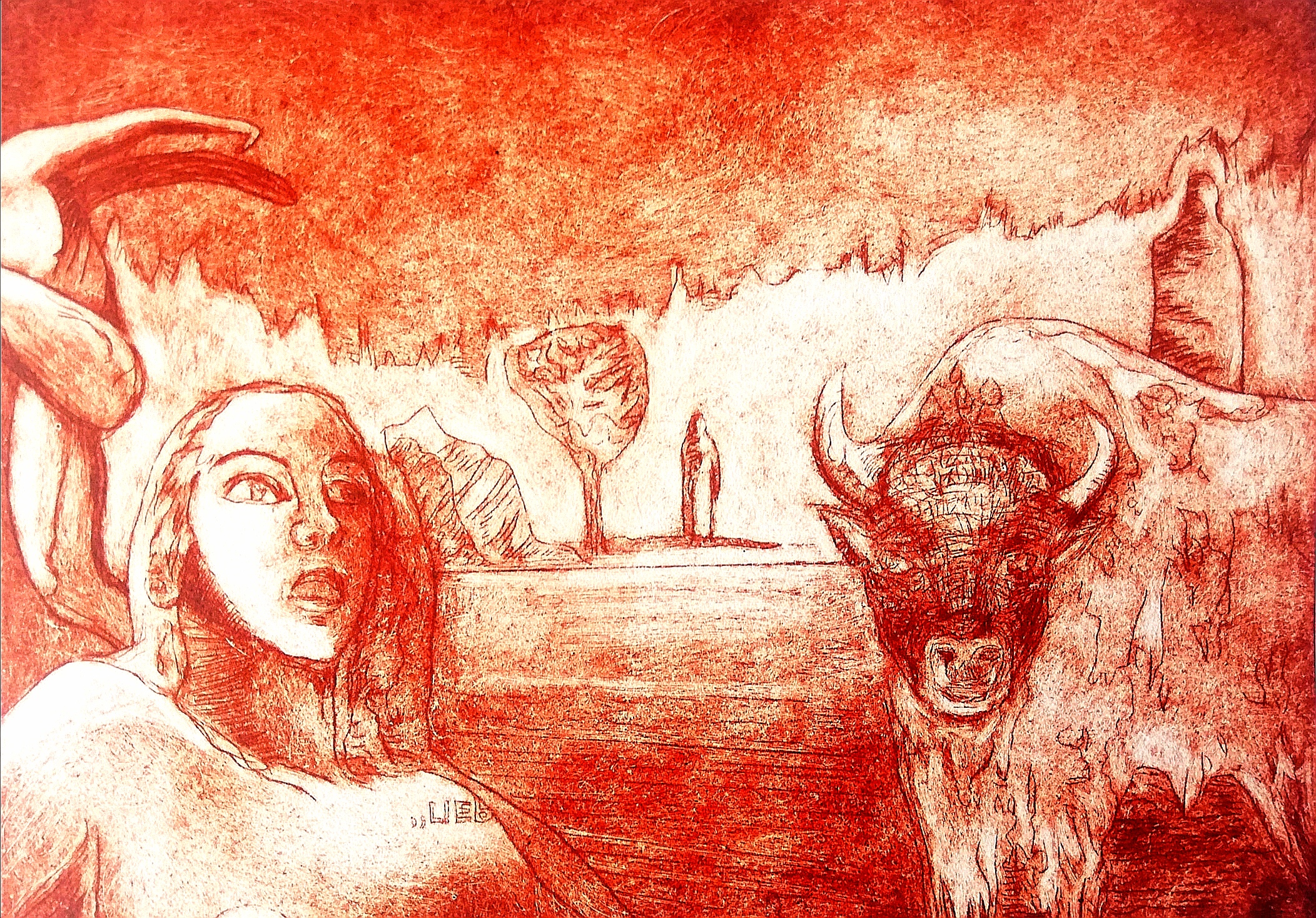 woman with bull